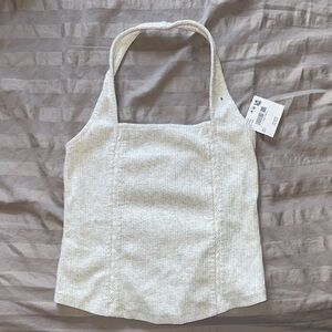 American Eagle Ribbed Pointelle Halter Top - NWT